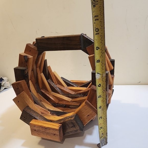 Vintage Wood Block Basket decor - Picture 8 of 11